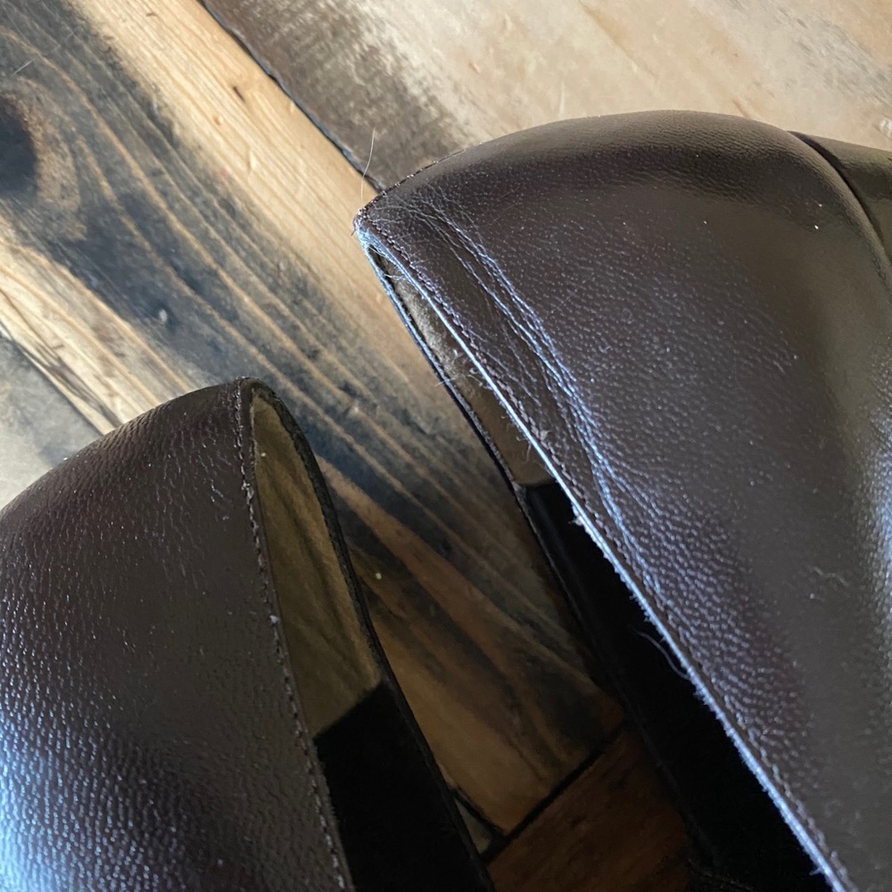 Vittorio Ricci Studio Brown Ruched Leather Heels - Picture 9 of 14